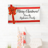 赤い弓カスタムでパーソナライズな家族のメリークリスマス 横断幕 (インサイチュ)