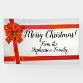 赤い弓カスタムでパーソナライズな家族のメリークリスマス 横断幕 (横)
