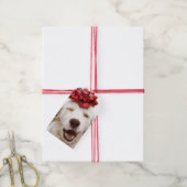 赤い弓ギフト付きホワイトレトリバーラベル ギフトタグ (より糸付き)