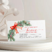 赤い弓クリスマスどのように多くのキスシャワーゲームカード プレイスカード