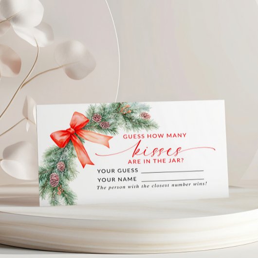 赤い弓クリスマスどのように多くのキスシャワーゲームカード プレイスカード