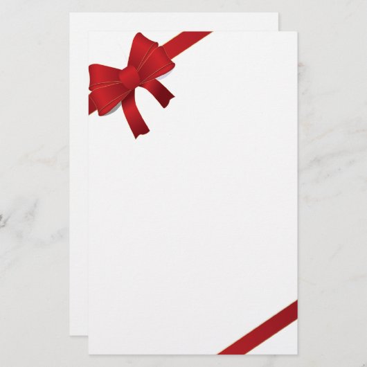 赤い弓クリスマス文房具 便箋 (正面/裏面)