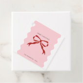 赤い弓コケットのスクエグリ縁どスクリスマス フェイバータグ (インサイチュ)