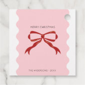 赤い弓コケットのスクエグリ縁どスクリスマス フェイバータグ (裏面)