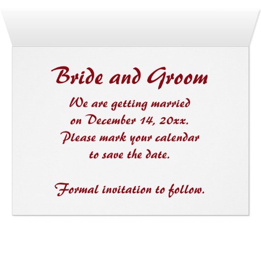 赤い弓冬の結婚式の日付を保存 (内部横(下))