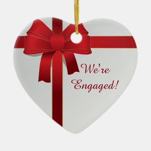 赤い弓冬私達は婚約したです セラミックオーナメント (正面)