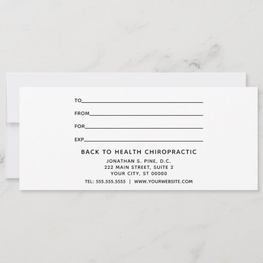 赤い弓状のカイロプラクティックギフト (裏面)