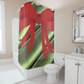赤い弓緑の黒いシャワーカーテン シャワーカーテン (インサイチュ)
