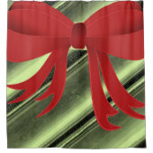 赤い弓緑の黒いシャワーカーテン シャワーカーテン (正面)