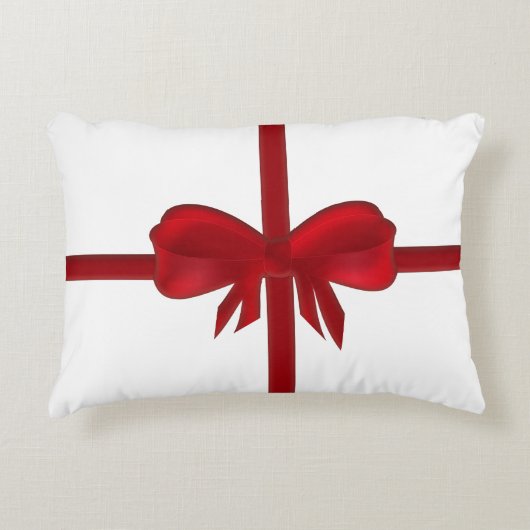 赤い弓長方形のクリスマスの枕 アクセントクッション (正面)