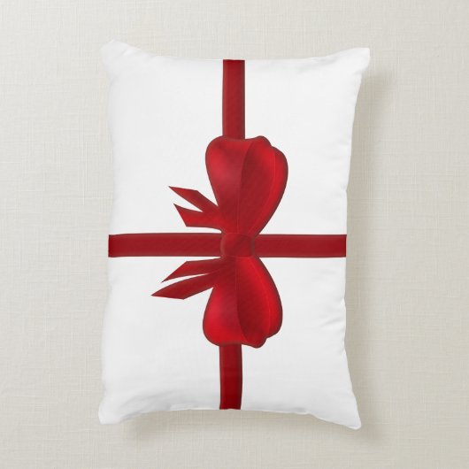 赤い弓長方形のクリスマスの枕 アクセントクッション (裏面(縦))