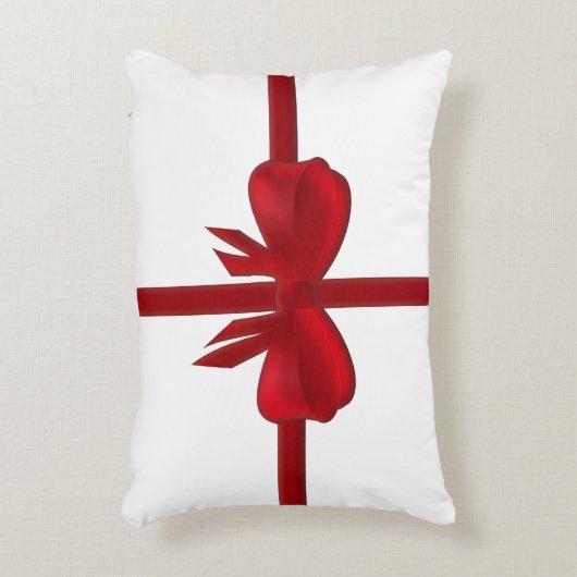赤い弓長方形のクリスマスの枕 アクセントクッション (正面(垂直))
