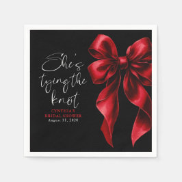 赤い弓、彼女は黒い結婚前パーティーで結婚する スタンダードカクテルナプキン