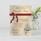 赤い弓、松の木、ボール企業のクリスマスパーティー 招待状 (スタンド正面)