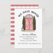 赤い引っ越しましたの動きのお知らせ 招待状 (正面/裏面)