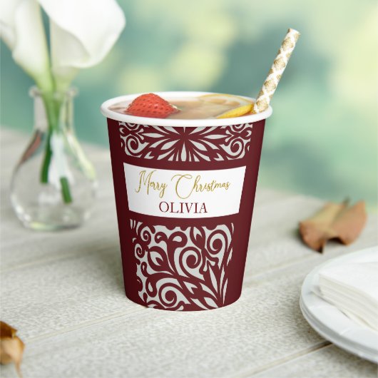 赤い彫りクリスマスオーナメント 紙コップ (インサイチュ)