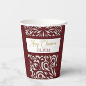 赤い彫りクリスマスオーナメント 紙コップ (裏面)