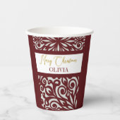 赤い彫りクリスマスオーナメント 紙コップ (正面)