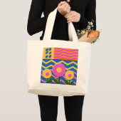 赤い彼岸花のトートバッグ 植物画のバッグ 花 ラージトートバッグ (正面(商品))