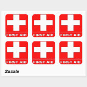 赤い応急処置の標識 スクエアシール (シート)