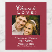 赤い応援を愛結婚の写真ボトルの好意へ ワインラベル (シングルラベル)