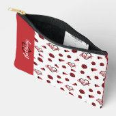 赤い応援ハート、ポンポン、メガフォンパターン アクセサリーポーチ (見開き)