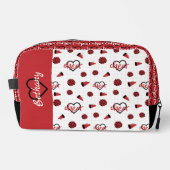 赤い応援ハート、ポンポン、メガフォンパターン ドップキット (正面)