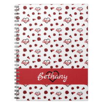 赤い応援ハート、ポンポン、メガフォンパターン