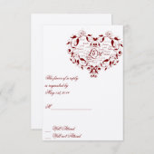 赤い応答カードのあらゆる言語で愛して下さい 出欠カード (正面/裏面)