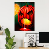 赤い怖いカボチャ | AIアートポスター ポスター (ホームオフィス)