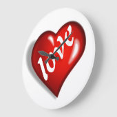 赤い恋のハート ラージ壁時計 (傾斜)