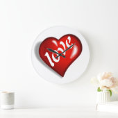 赤い恋のハート ラージ壁時計 (ホーム)