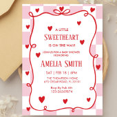 赤い恋のバレンタインデー 女の子の落書き 赤ちゃん  招待状