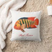 赤い恐怖のシクリッド魚の枕 クッション (ブランケット)