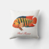 赤い恐怖のシクリッド魚の枕 クッション (裏面)