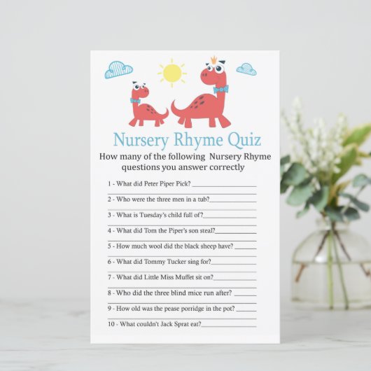 赤い恐竜の子供部屋韻クイズ赤ちゃんシャワーゲーム (スタンド正面)