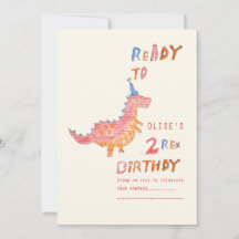 赤い恐竜の2歳の誕生日パーティー
