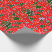 赤い恐竜クリスマス ラッピングペーパー (角)