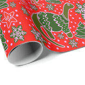 赤い恐竜クリスマス ラッピングペーパー (ロールコーナー)