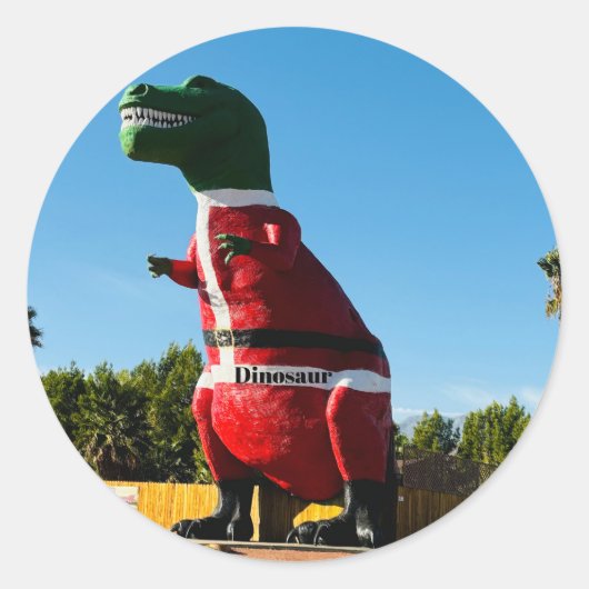 赤い恐竜、クラシック丸いステッカー ラウンドシール (正面)