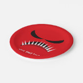 赤い悪のまなざしおよび鋭い歯を搭載する怒っているモンスター ペーパープレート (アングル)