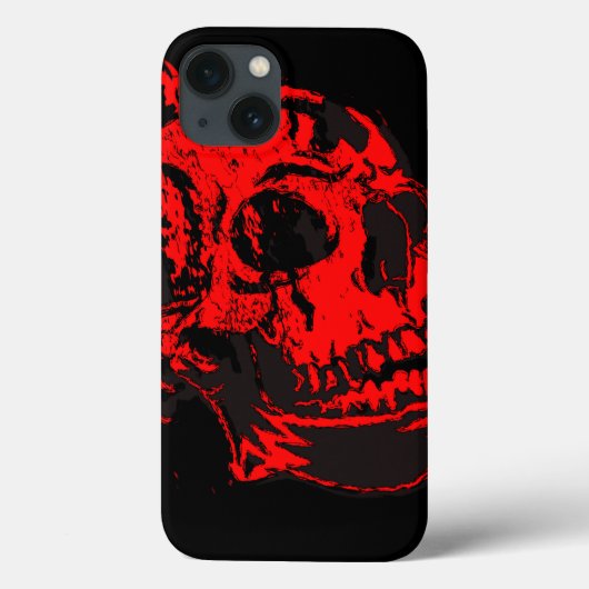 赤い悪魔のドクロ 怖いアート Case-Mate iPhoneケース (裏面)