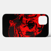 赤い悪魔のドクロ 怖いアート Case-Mate iPhoneケース (裏面 (横))
