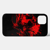 赤い悪魔のドクロ 怖いアート Case-Mate iPhoneケース (裏面 (横))