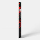赤い悪魔のドクロ 怖いアート iPhoneケース (左側面)
