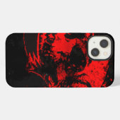 赤い悪魔のドクロ 怖いアート iPhoneケース (裏面横)