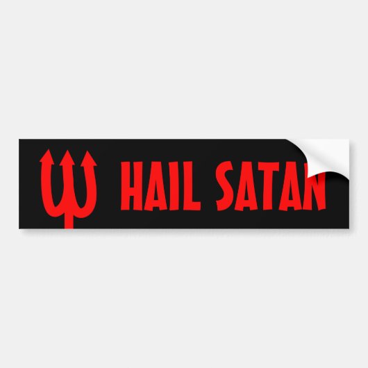 赤い悪魔のフォークが付いているSatanのバンパーステッカーを呼んで下さい バンパーステッカー (正面)