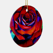 赤い情熱のバラのオリジナル水彩画 セラミックオーナメント (右)