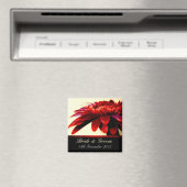 赤い情熱の花のウェディングフェイバーマグネット マグネット (インサイチュ (食洗機))