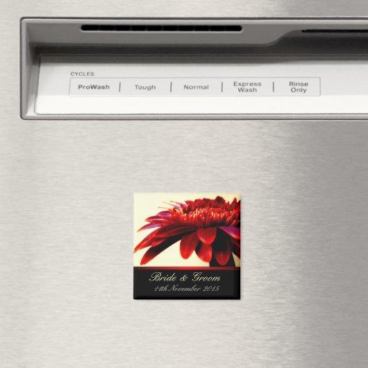 赤い情熱の花のウェディングフェイバーマグネット マグネット (インサイチュ (食洗機))